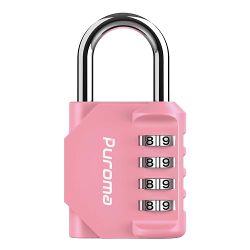 Puroma 1 Pack Combination Lock Locker 4 Digits Combo Padlock Gym Rose Pink