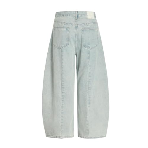 Men's Spliced Scimitar Denim Pants, High Street Retro, Loose Fit, Wide Leg, Distressed Jeans3