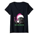 Photo Gallery bah humbug cat cappello di babbo natale vacanze maglietta con collo a v Photo Gallery bah humbug cat cappello di babbo natale vacanze maglietta con collo a v