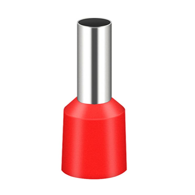 JOYELEC 205 pieces E6012 wire end ferrules 6.0 mm², red needle-shaped, partially insulated connection terminal, cable end ferrules for wire connection, tin-plated copper