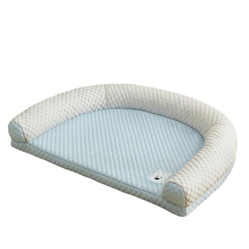 夏用ペットベッド、U字型枕付きペットマット、3D冷却生地、通気性、快適性、滑り止め、耐久性、快適な睡眠をサポート、取り外し可能、洗える、冷却マット、熱中症を予防、小型・中型犬・猫に最適 (M)