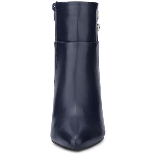 Allegra K Women's Pointed Toe Buckle Stiletto Heels Ankle Boots3