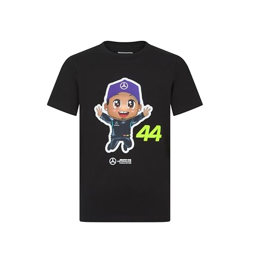 Mercedes AMG Petronas F1 Kids' Lewis Hamilton Tshirt - Black - Size: 11/12 Years