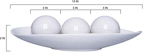 Hosley Decorative Bowl and Orb Set. Ideal GIFT for Weddings Special Occasions and for Decorative Centerpiece in Your Living Dining Room O3 (Crackle Ivory)