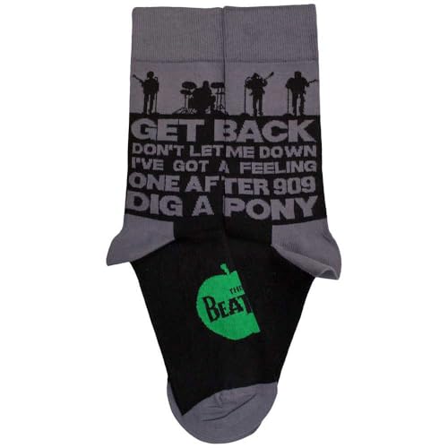Rock Off officially licensed products The Beatles Rooftop Silhouettes And Apple Ankle Socks Size One Size - Les Beatles, Paul McCartney, John Lennon, RIngo Starr, George Harrison Rock Off officially licensed products The Beatles Rooftop Silhouettes And Apple Ankle Socks Size One Size