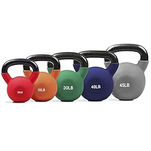RitFit Neoprene Coated Solid Cast Iron Kettlebell 5 10 15 20 25 30 35 40 45 50 LB, Great for Full Body Workout, Cross-Training, Weight Loss & Strength Training