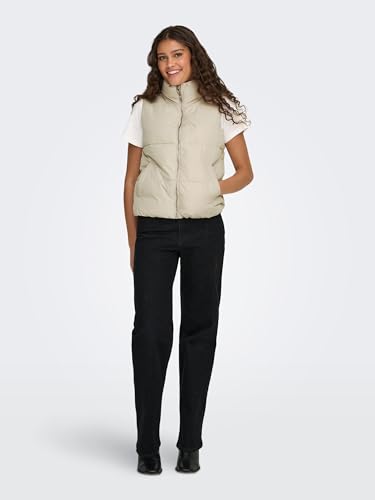 JdY Women's JDYNEWERICA Short Waistcoat OTW NOOS Weste, Moonbeam/Detail:Silver Zipper, S – Ansicht 3