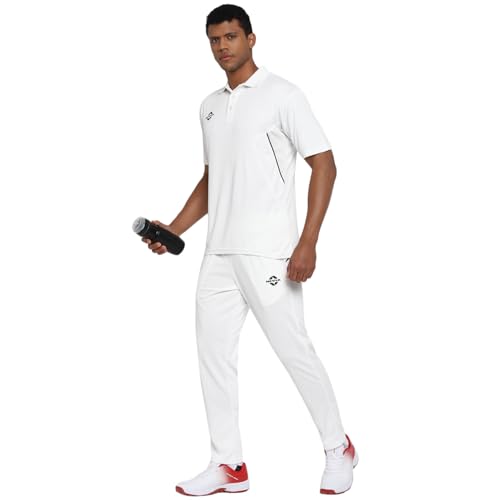Image of Nivia Crick-1000 Cricket Jersey for Men, Micro Dotknit Breathable Fabric, Quick Dry Moisture Wicking Technology, Regular Half Sleeves Athletic Fit, Off White Match and Practice Wear