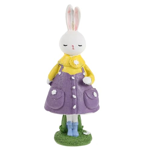 WOFASHPURET Figurine Lapin de Pâques en Résine Violet Décoration de Table Printemps Statuette Lapin Robe Ornement pour Maison Bureau et Jardin Objet Décو...