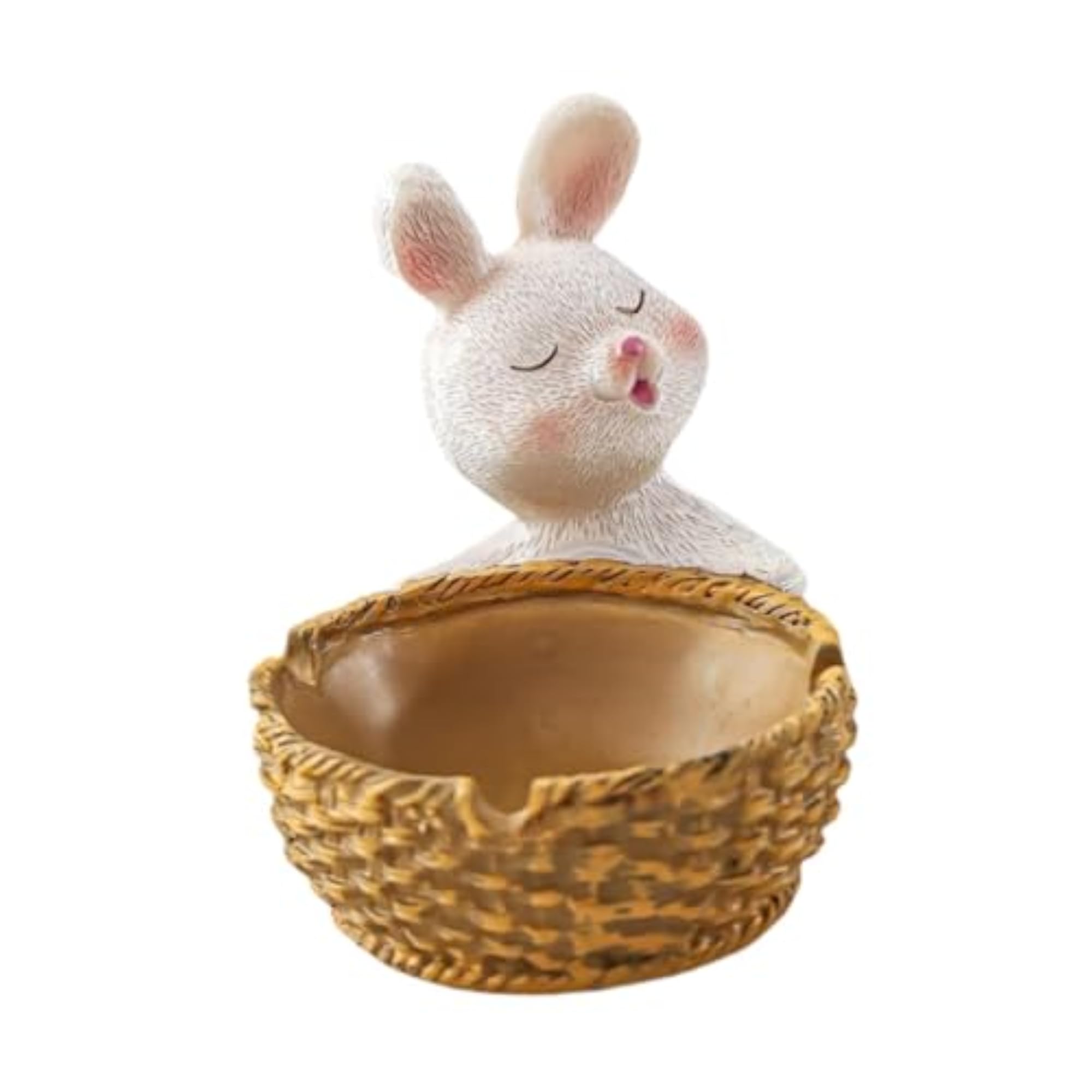 Cute Resin Rabbit Figurine Tea Light Holder for Desktop
