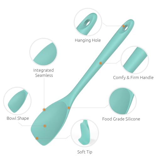 Image of U-Taste Silicone Cooking Spoon 600ºF Heat Resistant Scoop Spatula, Aqua Sky