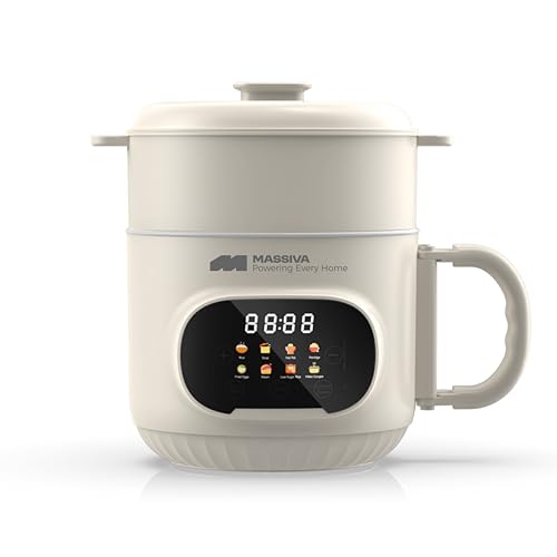 Image of MASSIVA 8-in-1 Multi Purpose Electric Kettle with Steamer: Smart LED Presets Electric Pot, 1.6L Ceramic Non-Stick Inner Pot, 600W Boil /Steam /Fry All-in-One For Kids Travel and Kitchen