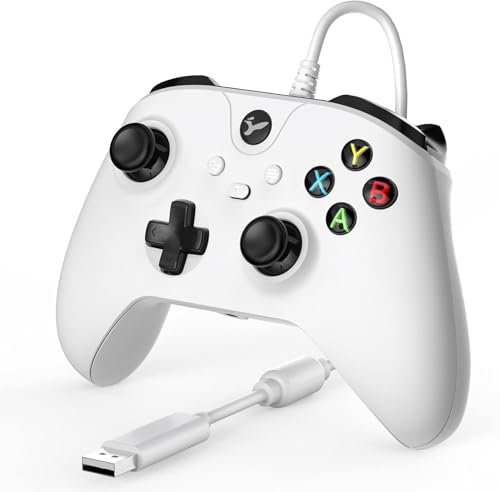 YCCTEAM Wired Controller for Xbox One, Wired Xbox one USB Gamepad Controller Compatible with Xbox One/S/X/PC Windows 7/8/10 with 3.5mm Headset Audio Jack(White)