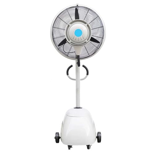 Outdoor Mist Fan with Water Tank, Commercial Oscillating Pedestal Fan, 3-Speed Spray Cooling for Large Areas, Ideal for Factories &amp; Hotels (White)