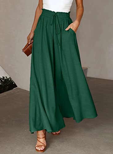Image of Dokotoo Pants for Women Casual Elastic Waist Wide Leg Pants with Pockets