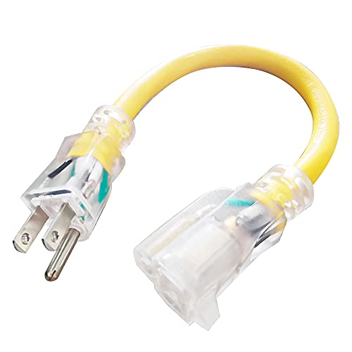 EP 1 Ft 12/3 SJTW Lighted Outdoor Extension Cord Yellow