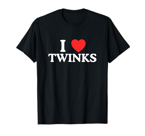 I Love Heart Twinks Lustiger LGBTQ+ Gay Pride Parade Meme Witz T-Shirt