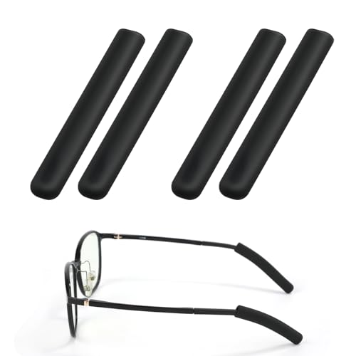 4pcs Eye Glasses Ear Cushion, Upgrade Soft Silicone Ear Pads for Glasses Grip Anti-Slip Elastic Comfort Temple Sleeves Eyewear Retainer Tip for Sunglasses Reading Eyeglasses