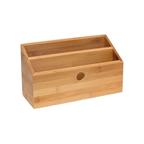 Lipper International 808 Bamboo Wood 2-Slot Office Supply Desk Organizer, 10 3/4" x 4 1/8" x 6" Cover
