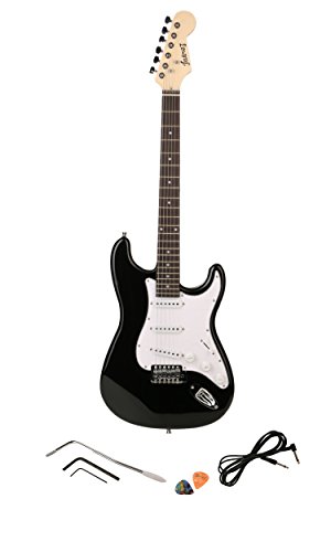 Image of JUAREZ JRZ-ST01-BKW 6-String Linden Wood Electric Guitar, Right Handed, Black, With Case /Bag And Picks