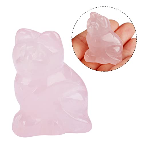 HEEPDD Rose Quartz Cat, Natural Rose Quartz Crystal Pocket Kitten Figurine for Fengshui Decor Pocket Kitten Figurine for Fengshui Decor - Image 2