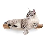 CatastrophiCreations Cat Lounge Hammock Wall Mounted Lounger for Climb and Play Furniture Cat Tree Shelves, Natural Bamboo/Natural Canvas, one Size