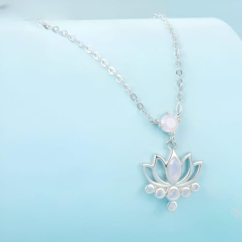 Image of 925 Sterling Silver Lotus Necklace For Women - 14K Gold Filled Lotus Flower Original Pendant Necklaces Lotus Leaf Necklace, Lotus Flower Pendant Necklace, Lotus Flower Necklace