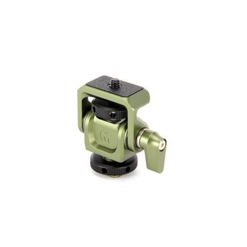 3 Legged Thing Monty 1 Mini Pan & Tilt Mount - Cold Shoe & 1/4-20 Thread Mount for Monitors, Microphones, LED Lights, Camera Accessories - Magnesium Alloy 360° Rotation (Moss Green)