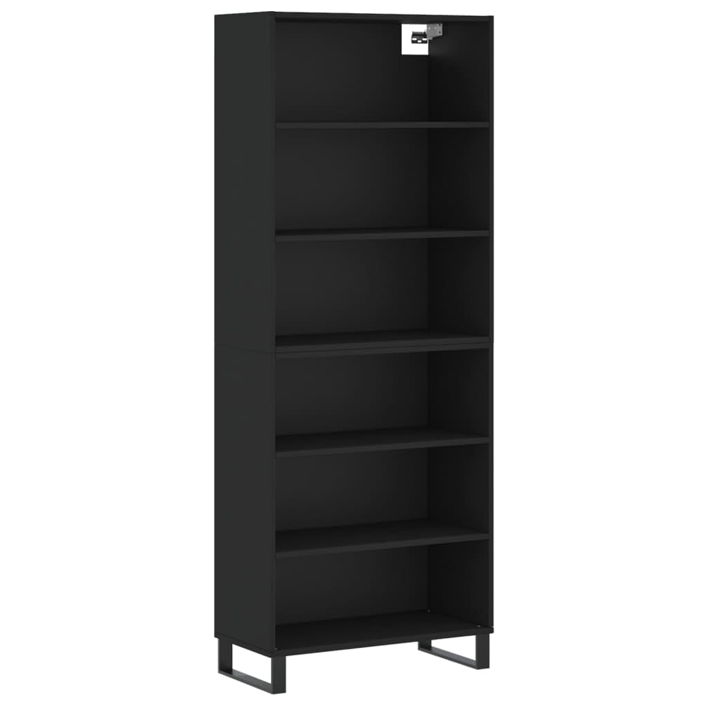 Möbel Wohnaccessoire Highboard Schwarz 69,5 x 32,5 x 180 cm Engineered Wood-Furniture