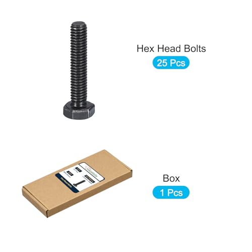 Image of METALLIXITY Hex Bolts (M6-1x30mm) 25Pcs, 8.8 Grade Carbon Steel Fully Threaded Black Oxide, Coarse Thread UNC Hex Head Screw Bolt - for Furniture Repair