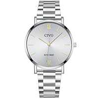 CIVO Montre Acier Bracelet Homme: Argent Classique Quartz - Etanche Montres Cadeau