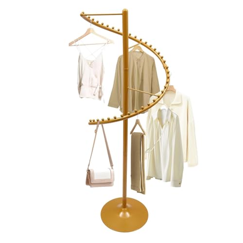 Expositores de Ropa Interior, Expositor metálico con Espiral Dorada, Perchero portátil para el hogar y la Tienda, Elegante Perchero Redondo para organizar Prendas y exhibir Moda.