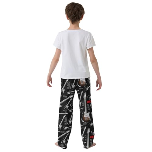 Rock Guitar Boys Long Pants Soft Trousers Elastic Waist Kids Lounge Bottoms with Pockets S-XL3