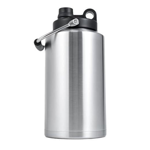 Miereirl 128 Oz Insulated Water Jug, One Gallon Stainless Steel Vacuum Double Walled Water Bottle With Handle, BPA-Free Keep Cold 48H Hot 24H, Wide Mouth For Sports, Traveling, Camping, Stainless