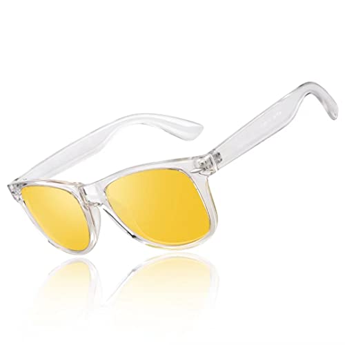 LINVO Lunettes Conduite de Nuit Polarisées Homme Femme Anti-éblouissement Style Rétro