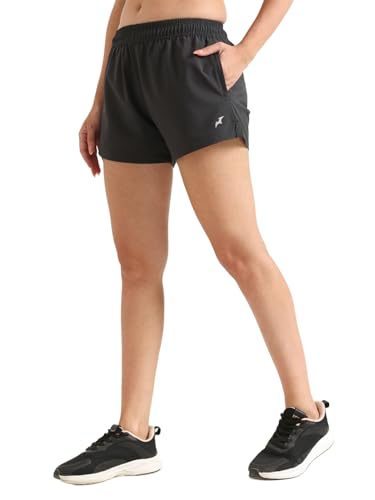 Image of Women's Athletic Running Shorts, Quick-Dry Lightweight Fabric, Elastic Waistband with Inner Drawstring, Side Pockets