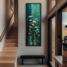 Tableau de fleurs sauvages vertical 40x120 cm pour déco murale - 3