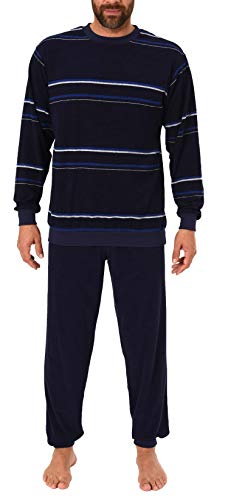 Eleganter Herren Frottee Pyjama Schlafanzug mit Bündchen, auch in Übergrößen - 281 101 93 708, Größe2:52, Farbe:blau
