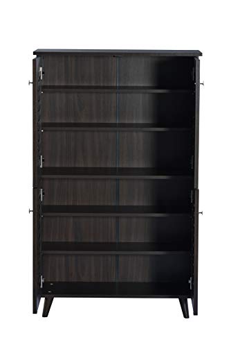 Image of DeckUp Bei 4-Door Engineered Wood Shoe Rack with Wooden Legs (Walnut, Matte Finish)
