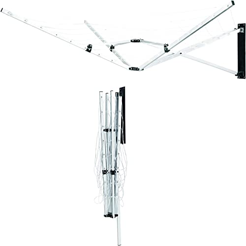 Sizi Ltd Heavy Duty 5 Arm 26m Wall Mounted Aluminium Rotary Airer Garden Washing Clothes Line Dryer Outdoor