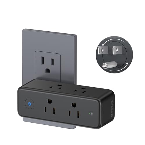 TROND Outlet Extender Surge Protector - 6 AC Outlet Splitter with 360 Rotating Plug 1440J Multi Plug Expander 3 Way Charging Station Wall Adapter for Bathroom Kitchen Travel Black