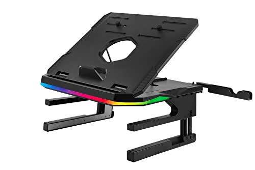 Enermax Supporto per rialzo ergonomico per PC portatile/monitor girevole RGB 360° pieghevole, installare fino a 3 dispositivi, carico massimo 10 kg ELS001 nero