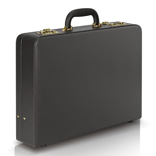 Briefcases for Men, Professional Leather Briefcase with Lock, Hard Shell Business Brief Case, Durable Executive Attache Case for Laptop Documents, Mens Hard Briefcase for Work Office Travel