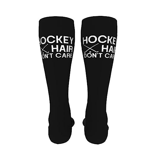 Hockey Hair Don'T Care Knee High Socks For Women Long Tube Socks Athletic Compression Socks Unisex High Socks Girls4