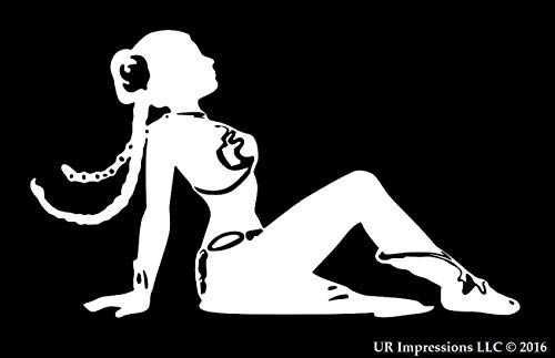 UR Impressions RF - Princess Leia Jabba The Hut Slave Decal Vinyl Sticker Graphics for Car Truck SUV Van Wall Window Laptop|White|6.5 X 4.3 Inch|URI679