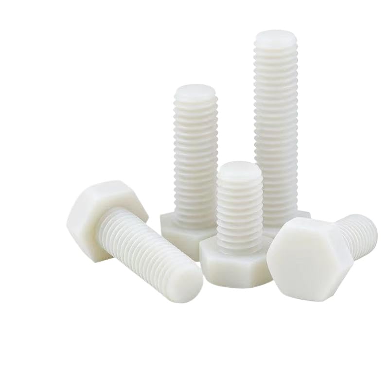 White Nylon Hex Head Cap Screws M3-M20 DIN933 Plastic Hexagon Bolts Metric Thread Fastener Assortment for Furniture Machinery Repair Home Improvement Hardware (50,M12 x 25mm)