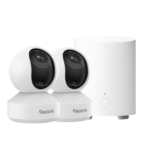 Reolink 4K PTZ WLAN Überwachungskamera Set Innen, 2,4/5 GHz Dual-Band WLAN, 3X Optischer Zoom, Auto-Tracking, Mensch/Haustier/Schreierkennung, All-in-One-Sicherheitszentrum, Home Hub Mini +