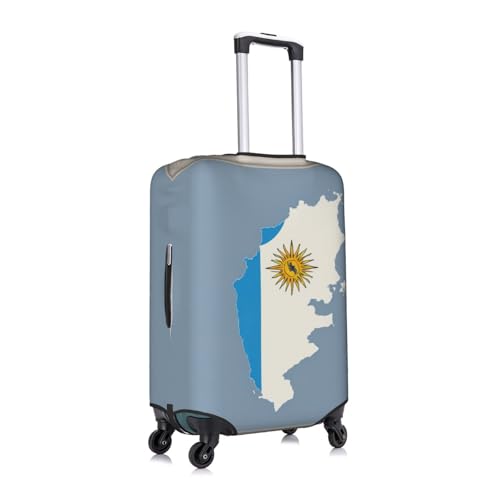 Uruguay Flag Map Print Travel Elastic Suitcase Luggage Baggage Cover Protector, Washable And Anti-Scratch3