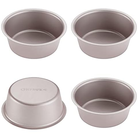CHEFMADE Mini Cheese Cake Pan Set, 4-Inch 4Pcs Non-Stick Round Cake and Loaf Bakeware Cover