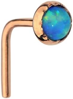 Sampson Nose Ring - Nose Stud - 14K Rose Gold Filled 20 Gauge Set with a 3mm Blue Opal